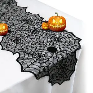 Halloween Table Runner,Black Lace Spider Web Table Runners,18 x 72 Inch | Black Lace Spider Web Table Runners for Halloween Decor,Vivid Polyester Spider Web Table Runner for Halloween Decoration Halloween Table Runner,Black Lace Spider Web Table Runners,18 x 72 Inch | Black Lace Spider Web Table Runners for Halloween Decor,Vivid Polyester Spider Web Table Runner for Halloween Decoration