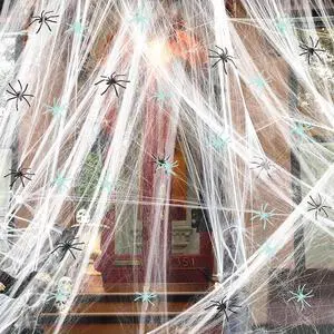 300 Sqft Halloween Spider Web Decorations, with 10 Glow and 10 Black Fake Spiders, Halloween Decorations Outdoor Large Stretch Spider Web Cobwebs Indoor (300 sqft Web+20 Spider) 300 Sqft Halloween Spider Web Decorations, with 10 Glow and 10 Black Fake Spiders, Halloween Decorations Outdoor Large Stretch Spider Web Cobwebs Indoor (300 sqft Web+20 Spider)