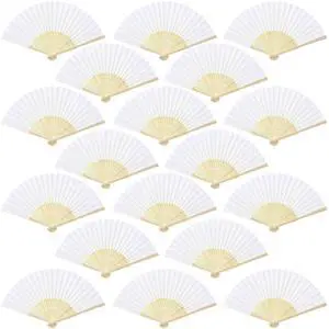 18 Pieces White Handheld Cloth and Bamboo Folding Fans for Wedding Decoration, Church Gifts, Party Favors, DIY Decoration 18 Pieces White Handheld Cloth and Bamboo Folding Fans for Wedding Decoration, Church Gifts, Party Favors, DIY Decoration