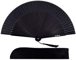 8.27"(21cm) Hand Held Bamboo Silk Folding Fan Hand Fan Foldable, Chinese/Japanese Charming Elegant Vintage Retro Style,Women Ladys Girls Best Gifts (Black) 8.27"(21cm) Hand Held Bamboo Silk Folding Fan Hand Fan Foldable, Chinese/Japanese Charming Elegant Vintage Retro Style,Women Ladys Girls Best Gifts (Black)