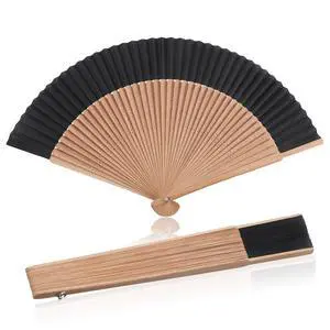 Handheld Folding Fan, Bamboo Foldable Hand Fan for Women | Portable Decorative Chinese Fans for Hot Flashes, Summer Cooling, Dancing Wedding Church Performance, Black Handheld Folding Fan, Bamboo Foldable Hand Fan for Women | Portable Decorative Chinese Fans for Hot Flashes, Summer Cooling, Dancing Wedding Church Performance, Black