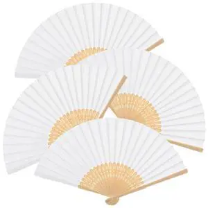 4 Pack Folding Hand Fans Bamboo for Party Favors,White | Bulk Fans Ideal for Weddings, Bridal Showers, Church Events, Dancing, DIY Decor, Craft Projects, Women Gifts, Party Use 4 Pack Folding Hand Fans Bamboo for Party Favors,White | Bulk Fans Ideal for Weddings, Bridal Showers, Church Events, Dancing, DIY Decor, Craft Projects, Women Gifts, Party Use