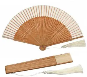 Handheld Folding Fan, Portable Bamboo Hand Fans for Women Foldable, Decorative Chinese Fan for Hot Flashes, Summer Cooling, Dancing Wedding Church Performance (White) Handheld Folding Fan, Portable Bamboo Hand Fans for Women Foldable, Decorative Chinese Fan for Hot Flashes, Summer Cooling, Dancing Wedding Church Performance (White)