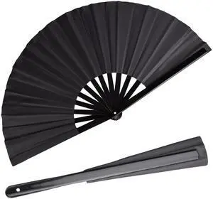 Folding Hand Fan with Bamboo for Women Men, Chinese Japanese Rave Fan Hand Fans for Festival, Dance, Gift, Performance, Decorations (Bamboo fan black 2p) Folding Hand Fan with Bamboo for Women Men, Chinese Japanese Rave Fan Hand Fans for Festival, Dance, Gift, Performance, Decorations (Bamboo fan black 2p)