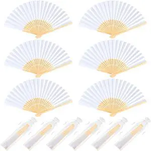 6Pcs White Handheld Paper Fans 8.3 Inch Hand Held Bamboo Fans Foldable for Wedding Decoration Outdoor Party Favors DIY Decoration Dancing Photography Props 6Pcs White Handheld Paper Fans 8.3 Inch Hand Held Bamboo Fans Foldable for Wedding Decoration Outdoor Party Favors DIY Decoration Dancing Photography Props