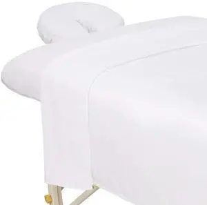 3-Piece Massage Sheet Set, White | Ultra-Light, Stain and Wrinkle-Resistant | Includes Flat & Fitted Sheets w/ Face Rest Cover for Massage Tables 3-Piece Massage Sheet Set, White | Ultra-Light, Stain and Wrinkle-Resistant | Includes Flat & Fitted Sheets w/ Face Rest Cover for Massage Tables