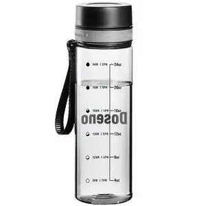 Clear Water Bottle with Time Marker, 28 oz Plastic Bottle, Black | Reusable plastic water bottle with measurements has a strap, wide mouth, fruit strainer and screw-on lid for gym and hiking. Clear Water Bottle with Time Marker, 28 oz Plastic Bottle, Black | Reusable plastic water bottle with measurements has a strap, wide mouth, fruit strainer and screw-on lid for gym and hiking.