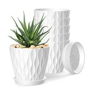 4 Inch Plant Pots, 6 Pack Indoor Flower Pots, Planters with Drainage Holes and Trays for Orchids, Violets, Succulents, Herbs, and Other Plants,White 4 Inch Plant Pots, 6 Pack Indoor Flower Pots, Planters with Drainage Holes and Trays for Orchids, Violets, Succulents, Herbs, and Other Plants,White