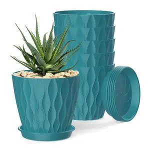 4 Inch Plant Pots, 6 Pack Indoor Flower Pots, Planters with Drainage Holes and Trays for Orchids, Violets, Succulents, Herbs, and Other Plants,Blue-Green 4 Inch Plant Pots, 6 Pack Indoor Flower Pots, Planters with Drainage Holes and Trays for Orchids, Violets, Succulents, Herbs, and Other Plants,Blue-Green
