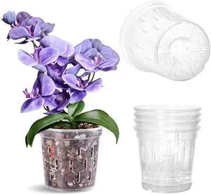 Orchid Pot, 4 Pack 5 Inch Plant Pot with Drainage | Clear Orchid Pots with Drainage Holes for Repotting, Sturdy Plastic Plant Pot for Plants, Ideal for Healthy Root Growth Orchid Pot, 4 Pack 5 Inch Plant Pot with Drainage | Clear Orchid Pots with Drainage Holes for Repotting, Sturdy Plastic Plant Pot for Plants, Ideal for Healthy Root Growth