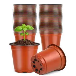 100 Pcs 4" Plastic Plants Nursery Pot/Pots Seedlings Flower Plant Container Seed Starting Pots,4 Inch,Red 100 Pcs 4" Plastic Plants Nursery Pot/Pots Seedlings Flower Plant Container Seed Starting Pots,4 Inch,Red