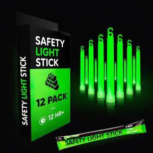 12 Ultra Bright Emergency Glow Sticks - Individually Wrapped Long Lasting Industrial Grade Glowsticks for Survival Gear, Camping Lights, Power Outages and Military Use (Green) 12 Ultra Bright Emergency Glow Sticks - Individually Wrapped Long Lasting Industrial Grade Glowsticks for Survival Gear, Camping Lights, Power Outages and Military Use (Green)