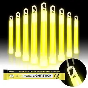 Emergency Safety Military Grade Glow Sticks, 10PCS, 6" Ultra Bright Light Sticks with 12 Hours Duration. Great for Hiking, Party, Camping, Blackouts, Hurricane and Survival Kits (Yellow) Emergency Safety Military Grade Glow Sticks, 10PCS, 6" Ultra Bright Light Sticks with 12 Hours Duration. Great for Hiking, Party, Camping, Blackouts, Hurricane and Survival Kits (Yellow)