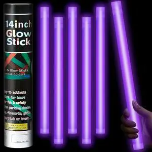 5 Pcs 14 Inch Glow Sticks Jumbo, Purple | Gaint Big Glow Sticks for Camping, Parties, Halloween, Emergency, New Year Celebrations, Safe for Outdoor Events 5 Pcs 14 Inch Glow Sticks Jumbo, Purple | Gaint Big Glow Sticks for Camping, Parties, Halloween, Emergency, New Year Celebrations, Safe for Outdoor Events