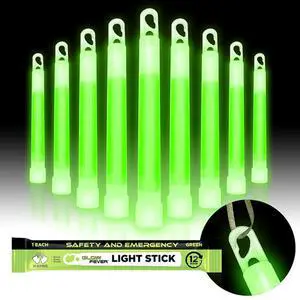 Emergency Safety Military Grade Glow Sticks, 10pcs, 6'' Ultra Bright Glow Sticks with 12 Hours Duration. Great for Hiking, Party, Camping, Blackouts, Hurricane and Survival Kits (Green) Emergency Safety Military Grade Glow Sticks, 10pcs, 6'' Ultra Bright Glow Sticks with 12 Hours Duration. Great for Hiking, Party, Camping, Blackouts, Hurricane and Survival Kits (Green)