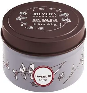 CLEAN DAY Soy Tin Candle, 12 Hour Burn Time, Made with Soy Wax and Essential Oils, Lavender, 2.9 Oz CLEAN DAY Soy Tin Candle, 12 Hour Burn Time, Made with Soy Wax and Essential Oils, Lavender, 2.9 Oz