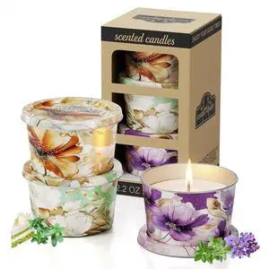3 Pack Scented Candles-Lavender & Thyme, Vanilla Cake, Jasmine & Musk & Sandalwood, Travel Tin Candle Set, 2.2oz Each, 8-10h Burn Time, Soy Wax, Cotton Wick 3 Pack Scented Candles-Lavender & Thyme, Vanilla Cake, Jasmine & Musk & Sandalwood, Travel Tin Candle Set, 2.2oz Each, 8-10h Burn Time, Soy Wax, Cotton Wick