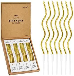 24-Count Gold Spiral Long Thin Metallic Birthday Candles, Cake Candles, Birthday Parties, Wedding Decorations, Party Candles 24-Count Gold Spiral Long Thin Metallic Birthday Candles, Cake Candles, Birthday Parties, Wedding Decorations, Party Candles
