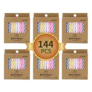 144-Count Multicolored Spiral Birthday Candle, Birthday Candles for Cake, Cupcake Candles, Party Celebration 144-Count Multicolored Spiral Birthday Candle, Birthday Candles for Cake, Cupcake Candles, Party Celebration