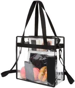 Clear Bags Stadium Approved Clear Tote Bag with Zipper Closure Crossbody Shoulder Bag with Adjustable Strap(12 Inch X 12 Inch X 6 Inch,Black) Clear Bags Stadium Approved Clear Tote Bag with Zipper Closure Crossbody Shoulder Bag with Adjustable Strap(12 Inch X 12 Inch X 6 Inch,Black)