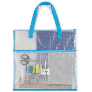 16x16inch Sew Project Bag Jumbo Needlepoint Project Bag, Blue | for Sewing Quilting Craft Organizer Storage Portable Vinyl Mesh Zipper Pouch with Handle for Quilter Crafter Art Stitching 16x16inch Sew Project Bag Jumbo Needlepoint Project Bag, Blue | for Sewing Quilting Craft Organizer Storage Portable Vinyl Mesh Zipper Pouch with Handle for Quilter Crafter Art Stitching