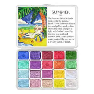 Mini Glitter Watercolor Paint Set, 20 Colors Shimmer Metallic Watercolour Painting Sets, Solid Pearl Water Color Paints for Adult, 1ml Trial Pack(Summer) Mini Glitter Watercolor Paint Set, 20 Colors Shimmer Metallic Watercolour Painting Sets, Solid Pearl Water Color Paints for Adult, 1ml Trial Pack(Summer)