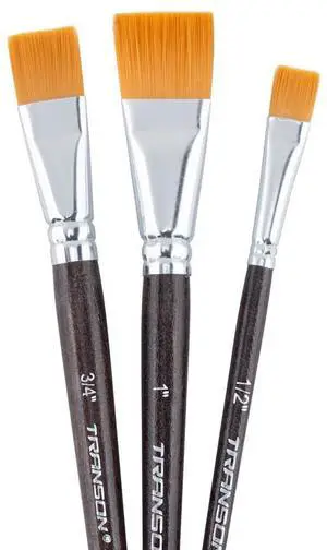 Flat Paint Brush Set 3pcs for Acrylic Watercolor Gouache Oil and Body Painting Flat Paint Brush Set 3pcs for Acrylic Watercolor Gouache Oil and Body Painting