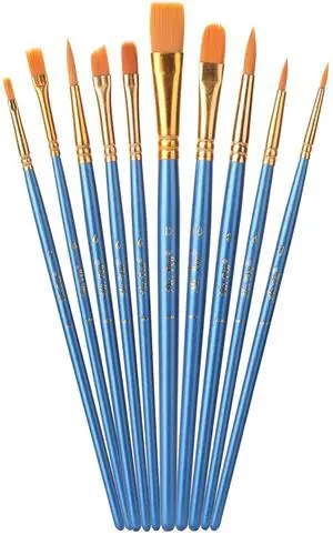 Acrylic Paint Brushes Set, 10 Pack, Round & Pointed Tip | Nylon Hair Artist Brushes for Watercolor, Oil, Rock, Face, Nail, Miniature, Canvas, Detailing, Drawing, Art Supplies Acrylic Paint Brushes Set, 10 Pack, Round & Pointed Tip | Nylon Hair Artist Brushes for Watercolor, Oil, Rock, Face, Nail, Miniature, Canvas, Detailing, Drawing, Art Supplies