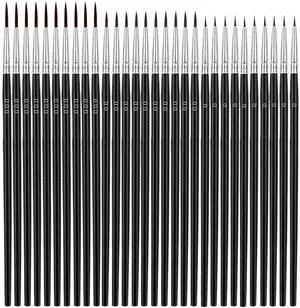 Tiny Detail Paint Brushes 30 Pcs Fine Paint Brushes Set with 3 Size #0#00#000 Liner Brush for Miniature 40k Model Crafts Watercolor Acrylics Oil Tiny Detail Paint Brushes 30 Pcs Fine Paint Brushes Set with 3 Size #0#00#000 Liner Brush for Miniature 40k Model Crafts Watercolor Acrylics Oil