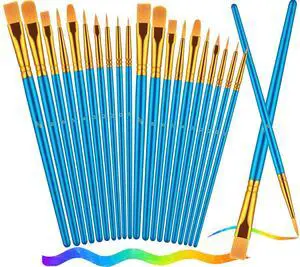 Paint Brushes, Paint Brush Set for Acrylic Painting, 20 Pcs Solid Wood Handel Oil Watercolor Paintbrushes with Nylon Hair Brushes for All Purpose Painting Artist Professional Kits, Blue Paint Brushes, Paint Brush Set for Acrylic Painting, 20 Pcs Solid Wood Handel Oil Watercolor Paintbrushes with Nylon Hair Brushes for All Purpose Painting Artist Professional Kits, Blue