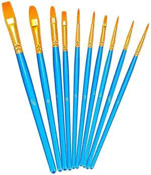 Paint Brush Set, 10pcs Round Pointed Tip Nylon Hair Artist Detail Paintbrushes, Professional Fine Acrylic Oil Watercolor Brushes for Face Nail Body Art Craft Model Miniature Painting, Blue Paint Brush Set, 10pcs Round Pointed Tip Nylon Hair Artist Detail Paintbrushes, Professional Fine Acrylic Oil Watercolor Brushes for Face Nail Body Art Craft Model Miniature Painting, Blue