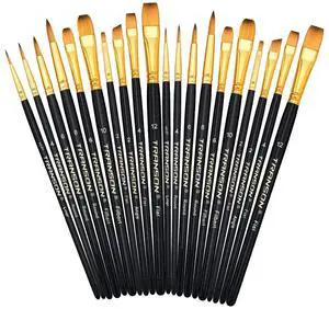20pcs Art Painting Brush Set for Acrylic Watercolor Gouache Hobby Craft Face Painting Black 20pcs Art Painting Brush Set for Acrylic Watercolor Gouache Hobby Craft Face Painting Black