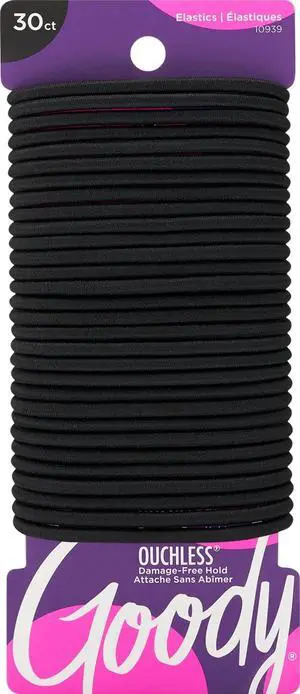 Ouchless Elastic Hair Ties, 30 Ct, Black, 4MM Rubber Bands, Pain-Free | Hair Styling Accessories for Women & Men, Made for Long-Lasting Braids, Ponytails & More, No Pull or Damage, All Hair Types Ouchless Elastic Hair Ties, 30 Ct, Black, 4MM Rubber Bands, Pain-Free | Hair Styling Accessories for Women & Men, Made for Long-Lasting Braids, Ponytails & More, No Pull or Damage, All Hair Types