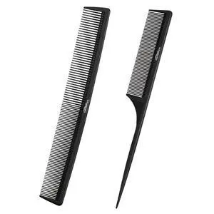 Professional Black Carbon Fiber Teasing CombFine Tooth Hair Barber Comb for All Hair Types2Pcs Professional Black Carbon Fiber Teasing CombFine Tooth Hair Barber Comb for All Hair Types2Pcs