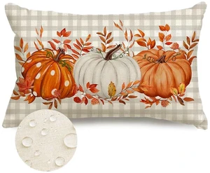 Fall Outdoor Pillows 12x20 Inch Outdoor Waterproof Autumn Decorations for Home Gray Buffalo Check Polka Dot Pumpkin Thanksgiving Decor Decorative Throw Pillowcases for Couch Burnt Orange Fall Outdoor Pillows 12x20 Inch Outdoor Waterproof Autumn Decorations for Home Gray Buffalo Check Polka Dot Pumpkin Thanksgiving Decor Decorative Throw Pillowcases for Couch Burnt Orange