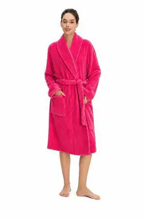 Women Plush Fleece Robe, Soft Fleece Warm Bathrobe | Rose red Soft fleece robe for women Plush soft bathrobe Warm fleece robe with tie waist with pockets Women Plush Fleece Robe, Soft Fleece Warm Bathrobe | Rose red Soft fleece robe for women Plush soft bathrobe Warm fleece robe with tie waist with pockets