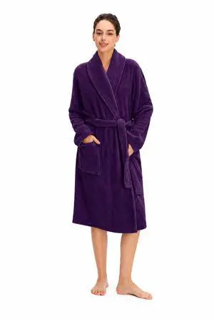 Women Plush Fleece Robe, Soft Fleece Warm Bathrobe | Dark purple Soft fleece robe for women Plush soft bathrobe Warm fleece robe with tie waist with pockets Women Plush Fleece Robe, Soft Fleece Warm Bathrobe | Dark purple Soft fleece robe for women Plush soft bathrobe Warm fleece robe with tie waist with pockets