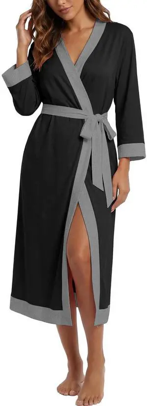 Robes for Women Long Soft Robe Lightweight Bathrobe | Lounge Kimono Robe, 3/4 Sleeve Bathrobes,Breathable and Stretchy Fabric, Soft Sleepwear Robes for Women Long Soft Robe Lightweight Bathrobe | Lounge Kimono Robe, 3/4 Sleeve Bathrobes,Breathable and Stretchy Fabric, Soft Sleepwear