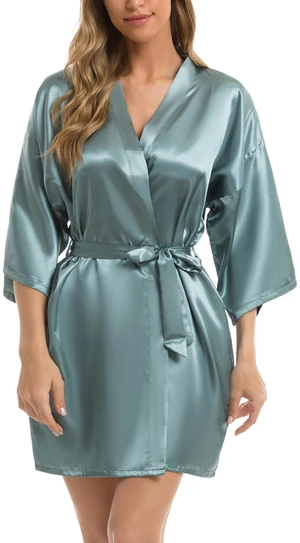 Women's Kimono Robes Short Satin Bathrobe Solid Bridal Party Robe with Oblique V-Neck Women's Kimono Robes Short Satin Bathrobe Solid Bridal Party Robe with Oblique V-Neck