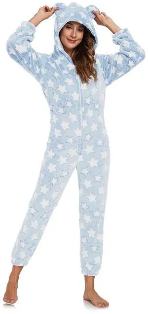 One-piece Women Robes with Star Plush Long Bathrobe for Women Warm Soft and Lightweight for Birthday and Holiday Gifts (Blue, XXL) One-piece Women Robes with Star Plush Long Bathrobe for Women Warm Soft and Lightweight for Birthday and Holiday Gifts (Blue, XXL)