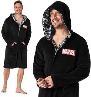 Mens Dressing Gowns, Fleece Dressing Gown Bathrobe S-3XL, gifts, (Black, XXL) Mens Dressing Gowns, Fleece Dressing Gown Bathrobe S-3XL, gifts, (Black, XXL)