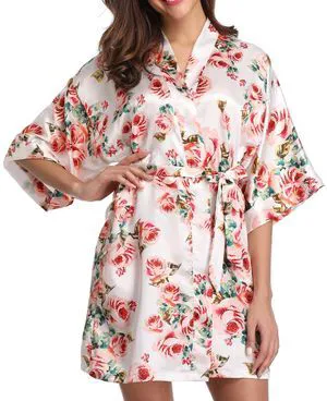 Kimono Robes For Women Lightweight Bathrobe Dressing Gown After Shower Robe, White M Kimono Robes For Women Lightweight Bathrobe Dressing Gown After Shower Robe, White M
