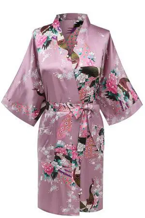 Women Lightweight Robe Kimono Soft Bathrobe Bridal Party, Pink Purple X-Large Women Lightweight Robe Kimono Soft Bathrobe Bridal Party, Pink Purple X-Large