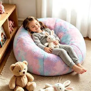 Rainbow Faux Rabbit Fur Memory Foam Bean Bag chair for Kids Teens Bedroom Rainbow Faux Rabbit Fur Memory Foam Bean Bag chair for Kids Teens Bedroom