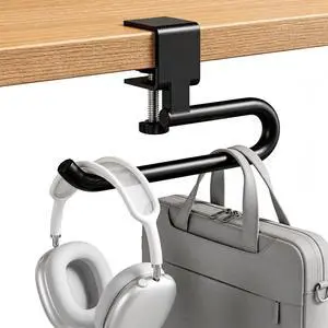 Desk Hook & Bag Hooks for Tables, Anti-Slip 60LB Heavy Duty Clamp-On Backpack Hanger, Extended Clearance Bag Holder for Desk for Office & Gaming, Adjustable (0.19-1.57in) (Black) Desk Hook & Bag Hooks for Tables, Anti-Slip 60LB Heavy Duty Clamp-On Backpack Hanger, Extended Clearance Bag Holder for Desk for Office & Gaming, Adjustable (0.19-1.57in) (Black)