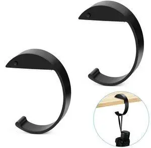 2PCS C Shape Purse Hooks for Table, Headphone Hanger, Aluminum Alloy Desk Heavy Duty Purse Handbag Hooks for Organize Desktop Storage Items (Black) 2PCS C Shape Purse Hooks for Table, Headphone Hanger, Aluminum Alloy Desk Heavy Duty Purse Handbag Hooks for Organize Desktop Storage Items (Black)