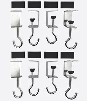 8 Pack Desk Hanging Bag Holder Clamp-On Metal Backpack Hanger with Adhesive Pads Industrial Style, Heavy Duty Hooks for Desk, Portable Adjustable Table Banner Clips, Under Desk Purse Hook (Silver) 8 Pack Desk Hanging Bag Holder Clamp-On Metal Backpack Hanger with Adhesive Pads Industrial Style, Heavy Duty Hooks for Desk, Portable Adjustable Table Banner Clips, Under Desk Purse Hook (Silver)