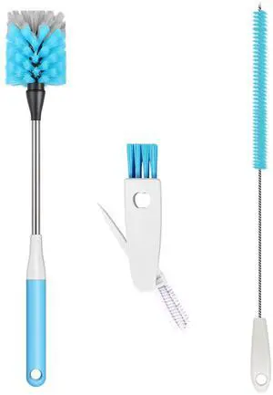 Bottle Brush 15-inch Long Bottle Brush, Kitchen Brush Set with Straw Cleaner and Cup Lid Cleaning Brush. Bottle Brushes Suitable for Water Bottles, Cups, Glasses, Baby Bottles (3, Blue) Bottle Brush 15-inch Long Bottle Brush, Kitchen Brush Set with Straw Cleaner and Cup Lid Cleaning Brush. Bottle Brushes Suitable for Water Bottles, Cups, Glasses, Baby Bottles (3, Blue)
