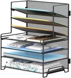 7 Tier Desk File Organizer with Letter Trays and File Holders Black 7 Tier Desk File Organizer with Letter Trays and File Holders Black