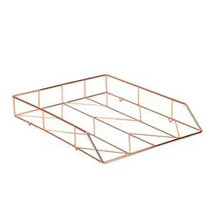 Desktop Letter Tray, Rose Gold Wire Metal - 855U03-12 Desktop Letter Tray, Rose Gold Wire Metal - 855U03-12
